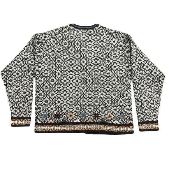 Vintage Woolrich Sweater Women Sz L Large Cardigan Wool Fair Isle Metal Buttons - Picture 2 of 10